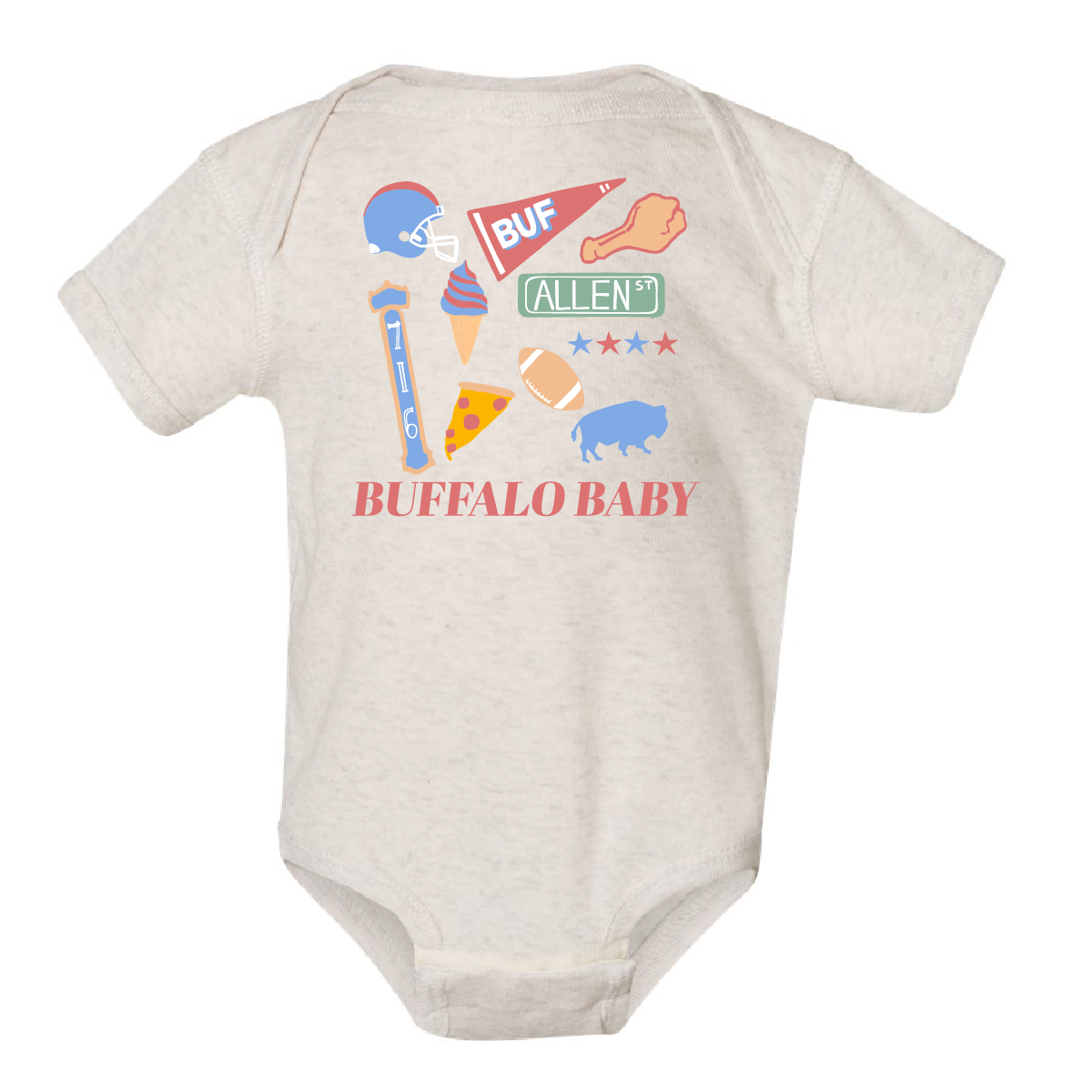 Buffalo Baby Onesie in Heather Cream