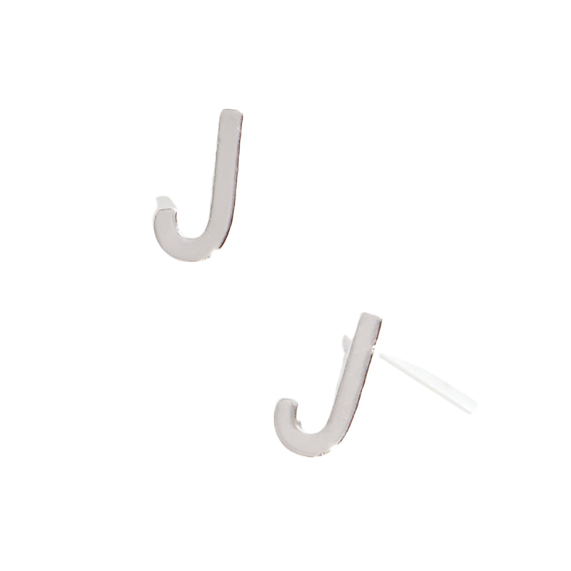 Initial Stud Single J in Silver