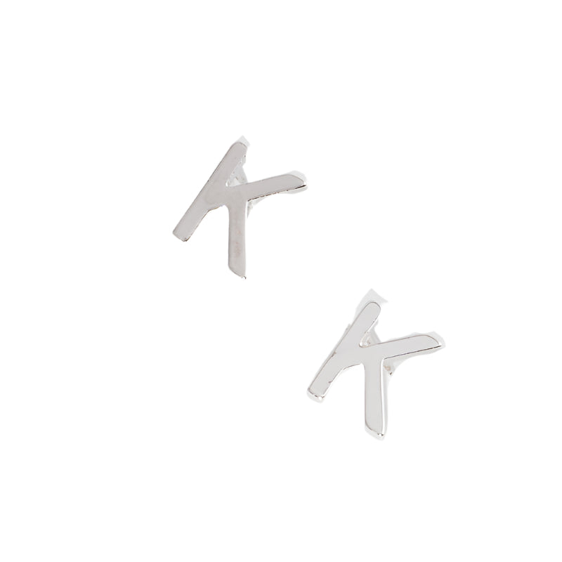 Initial Stud Single K in Silver
