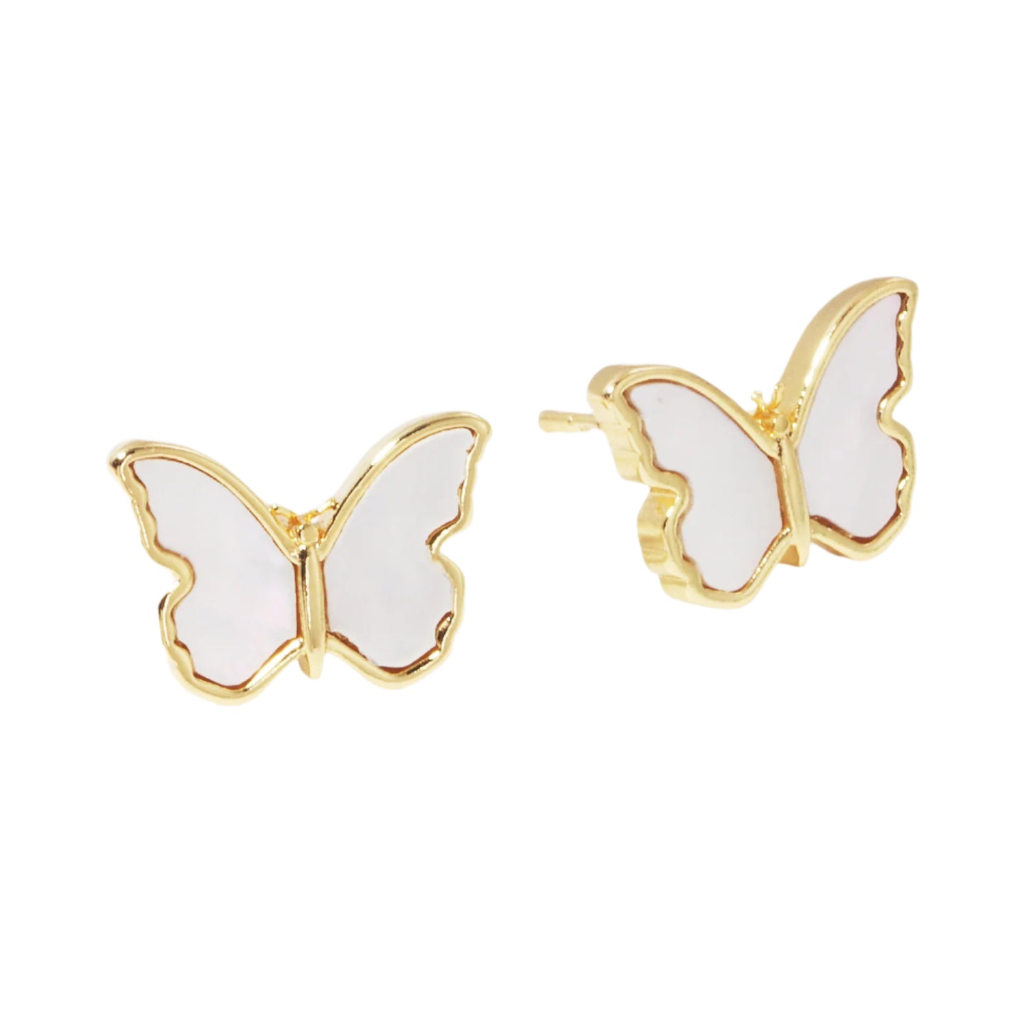 Mop Butterfly Stud Earring Gold