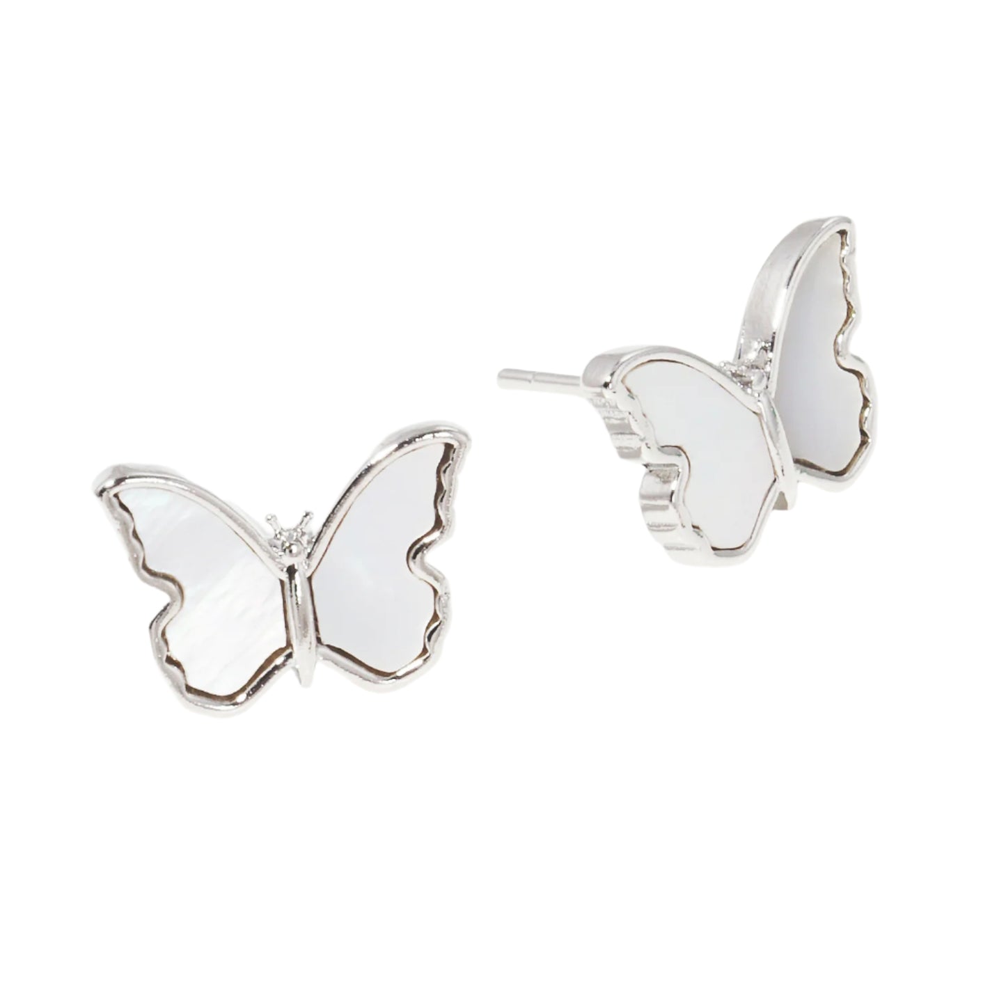 Mop Butterfly Stud Earring Silver