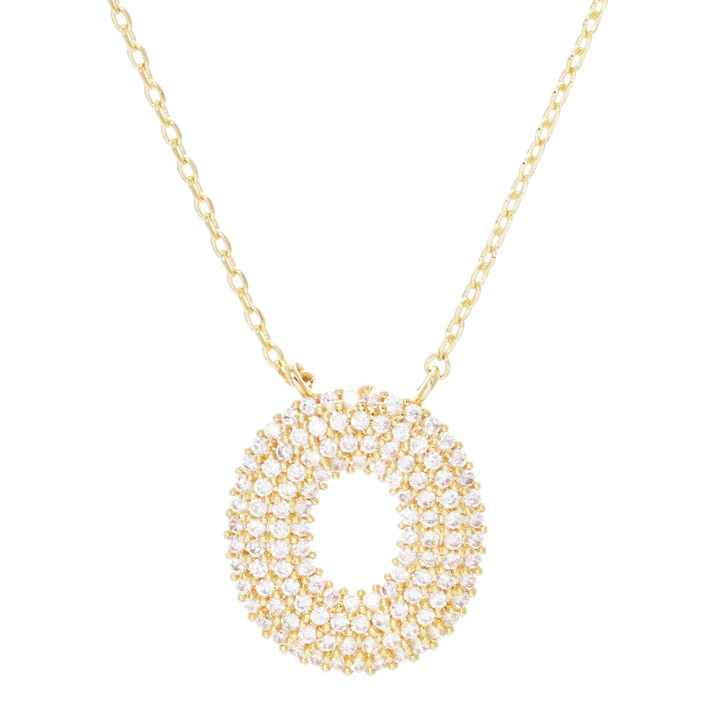 Crystal Puf Initial Necklace O