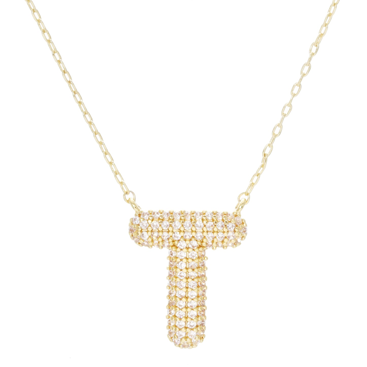 Crystal Puf Initial Necklace T