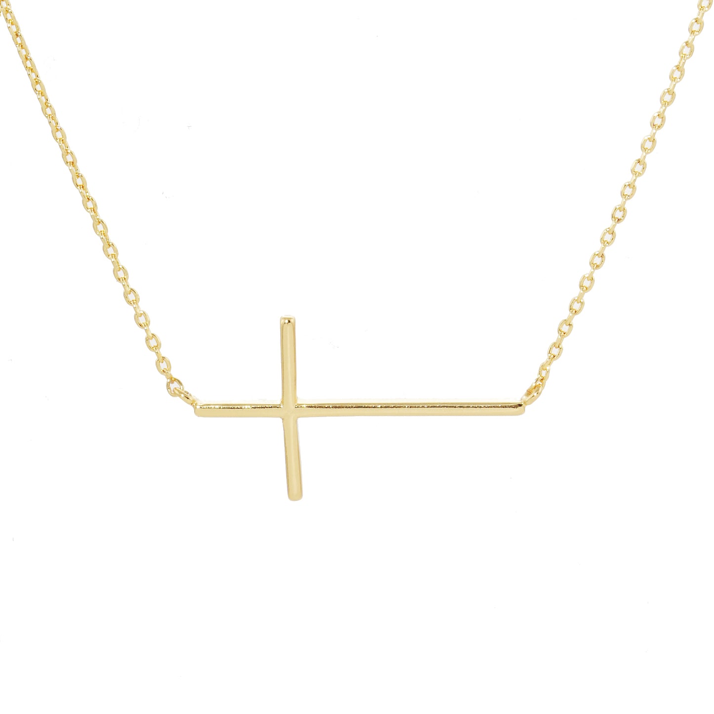 Side Cross Necklace Gold