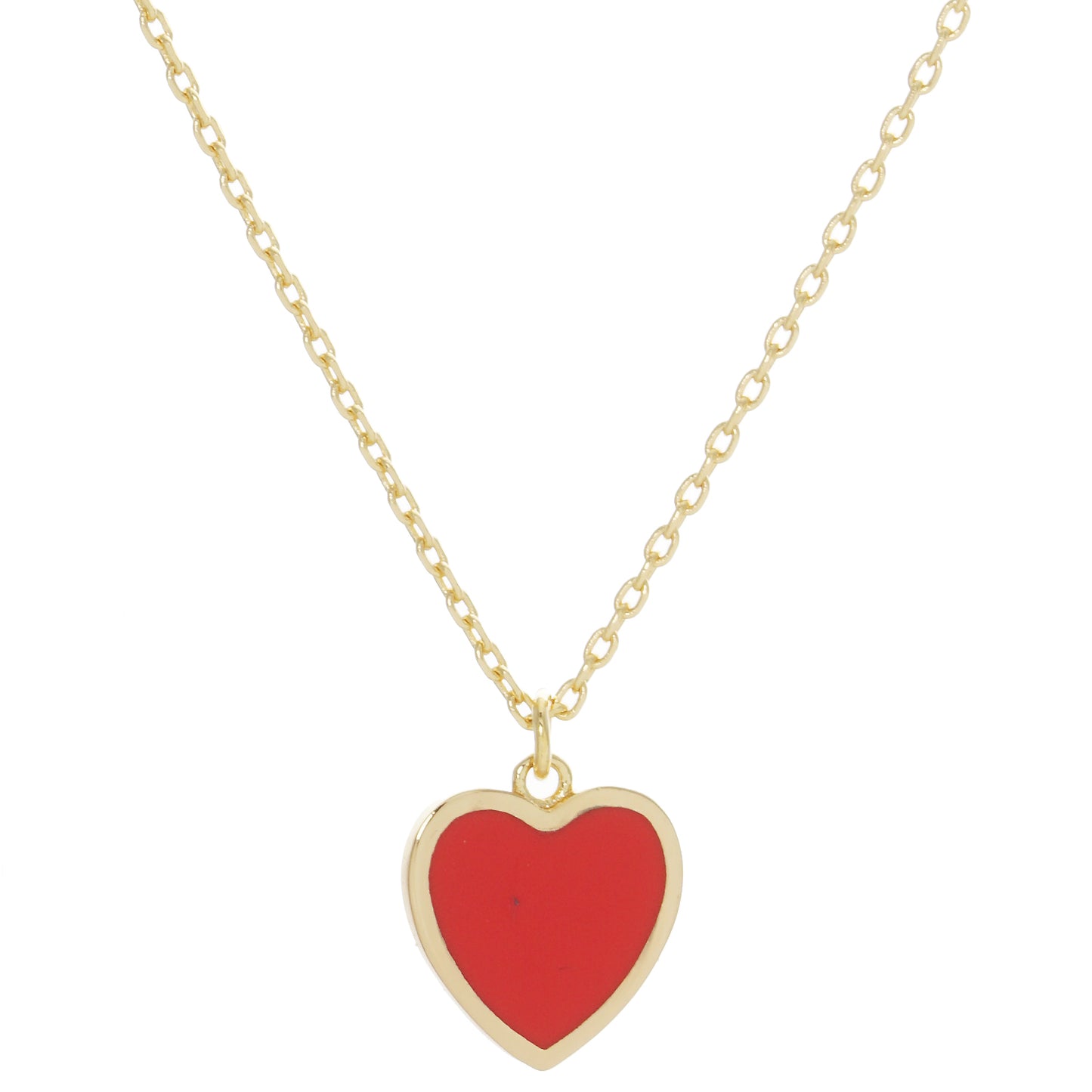 Enamel Heart Necklace Red