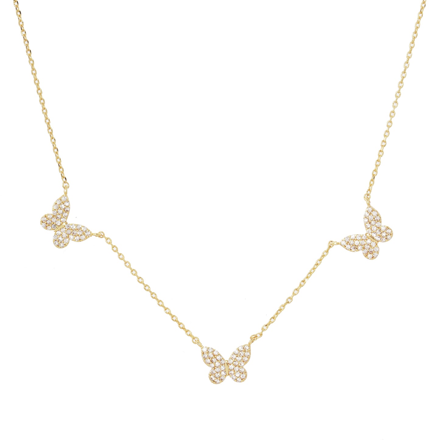 Triplet Diamond Butterfly Necklace