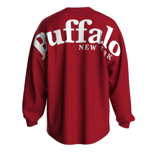 Serif Buffalo Long Sleeve Tee in Red/White