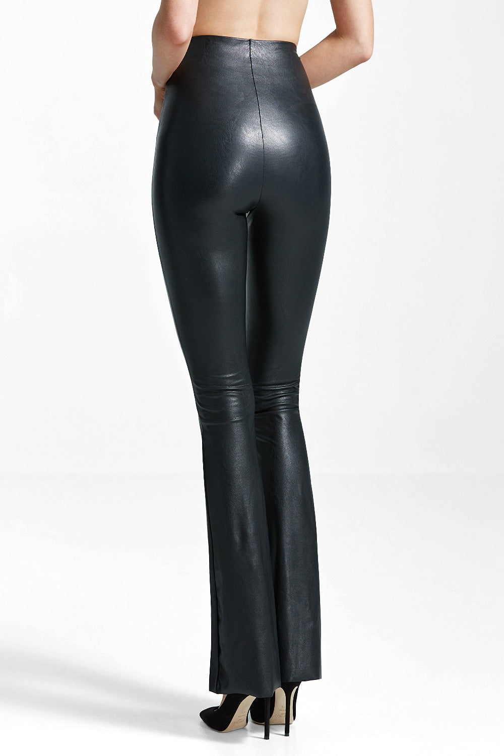 Faux Leather Flare Legging in Black