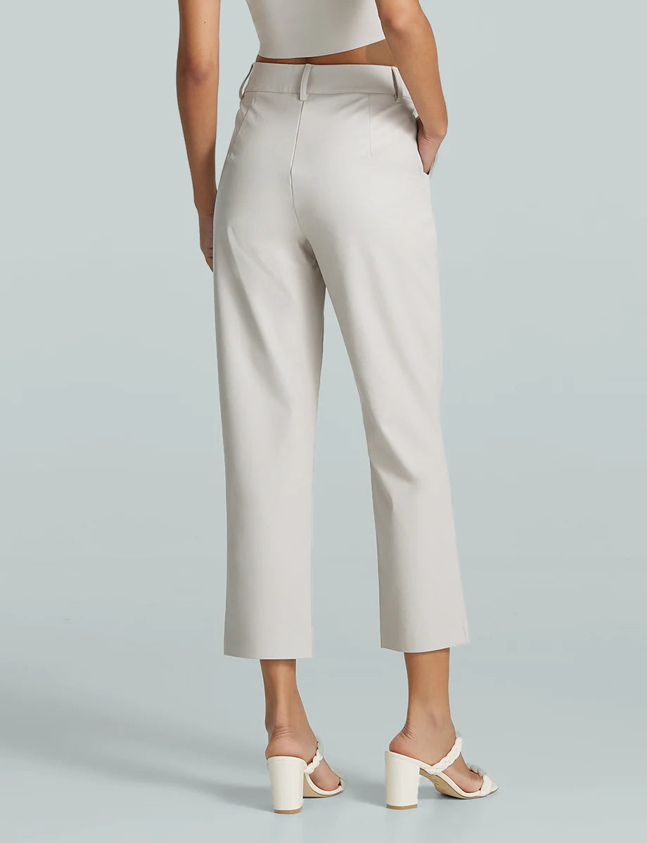 Faux Leather 7/8 Trouser in Porcelain