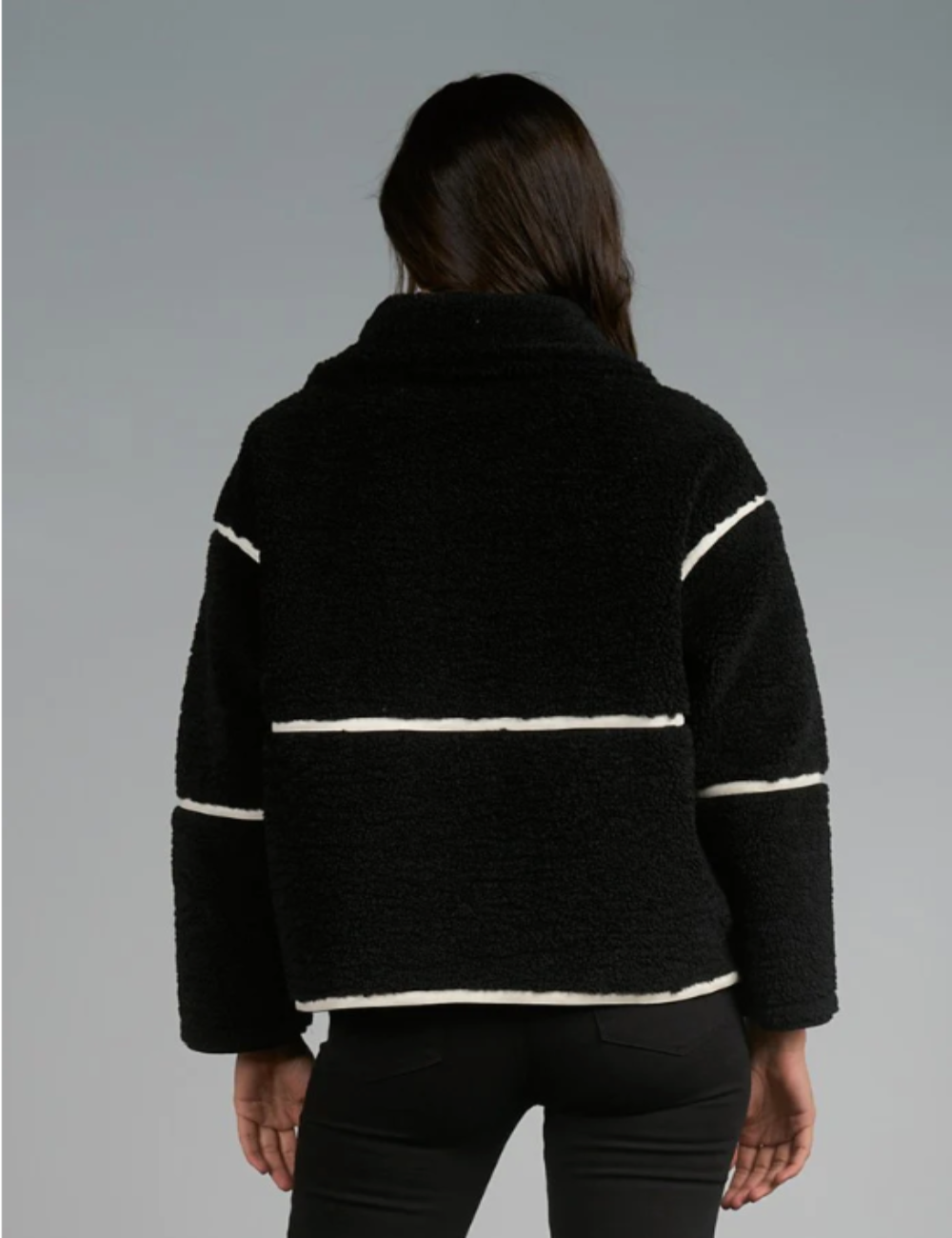 Fur Zip Up Piping Coat