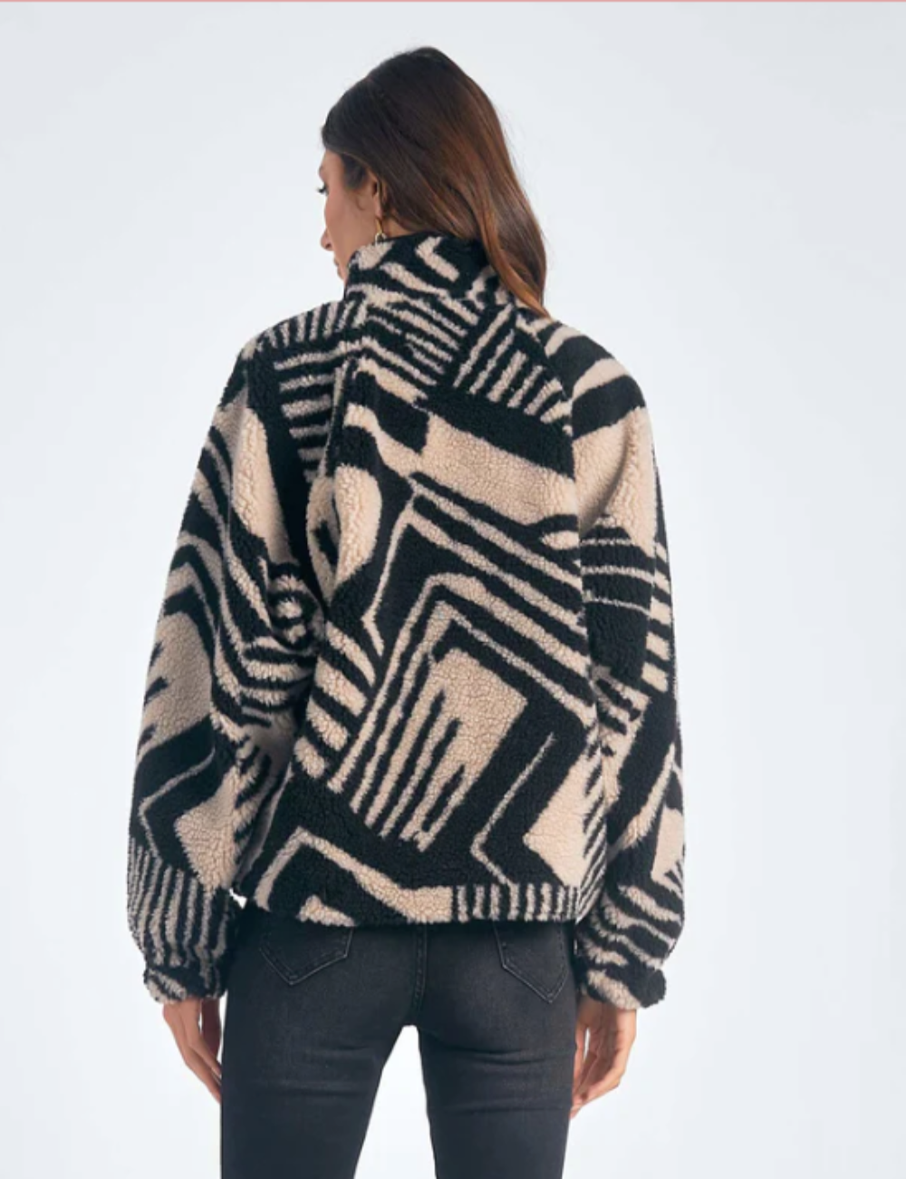 Printed Sherpa Cropped Jacket