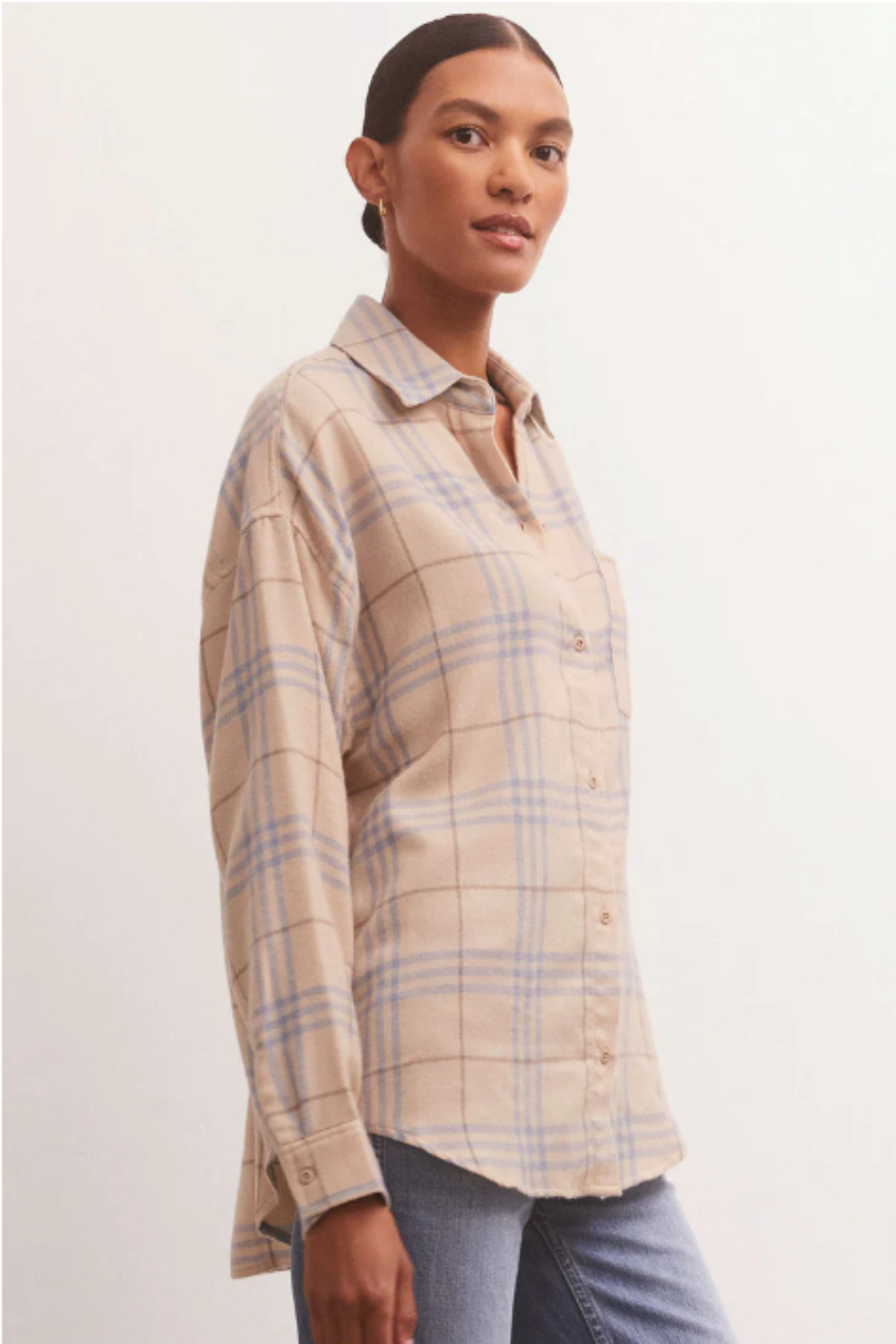 River Plaid Button Up in Birch