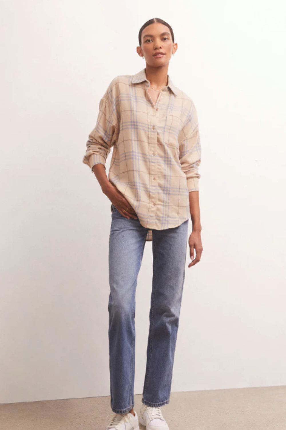River Plaid Button Up in Birch