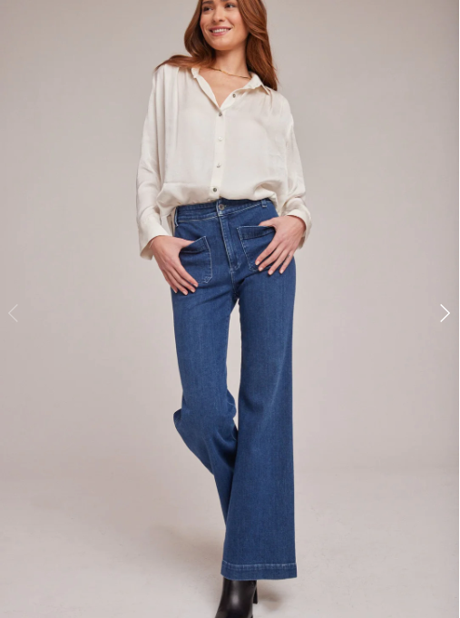 Pleated Button Down Shirt White Satin