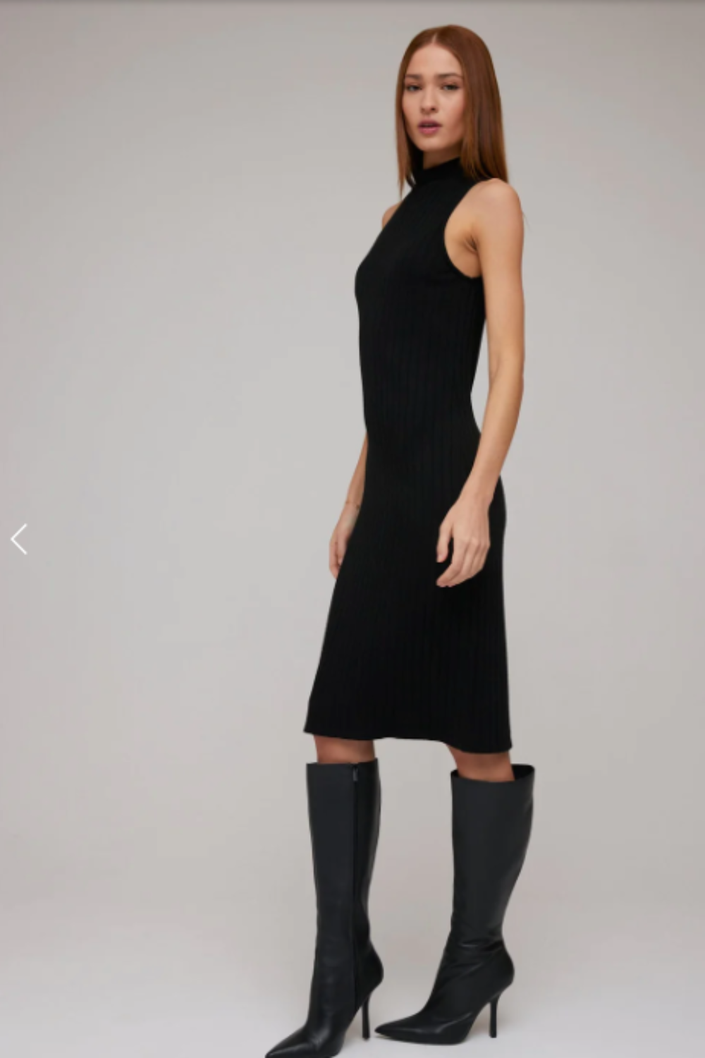Turtleneck Sleeveless Midi Dress Black