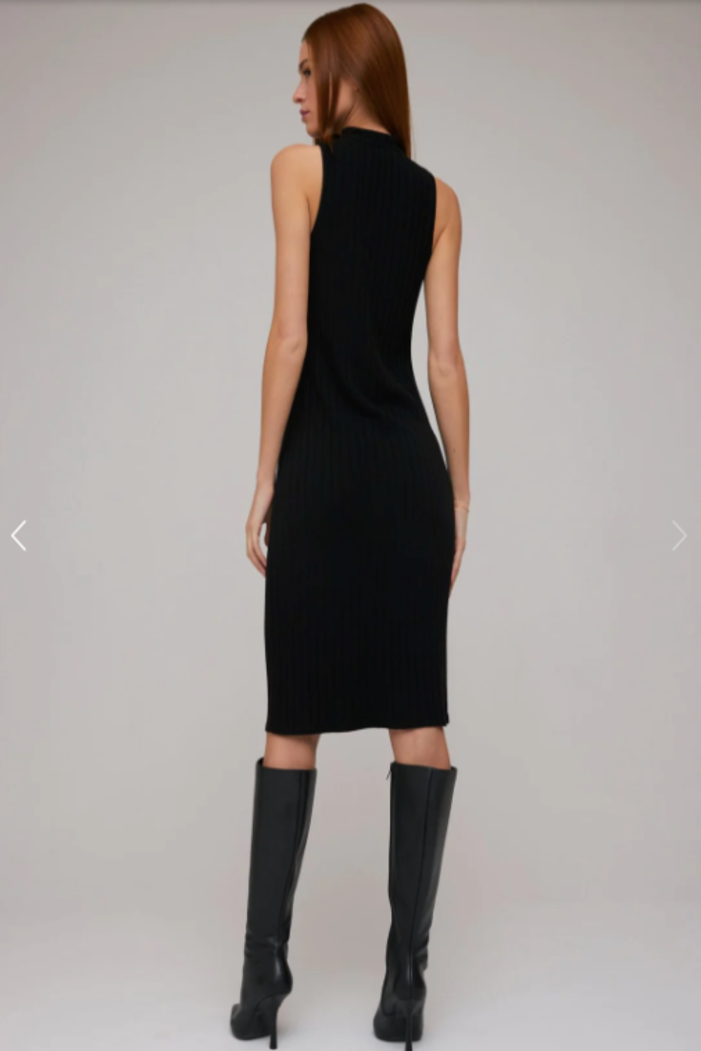 Turtleneck Sleeveless Midi Dress Black