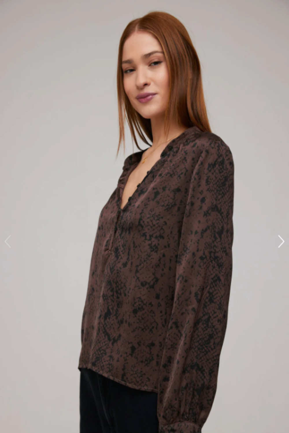 Half Placket Pullover- Brown Snakeskin