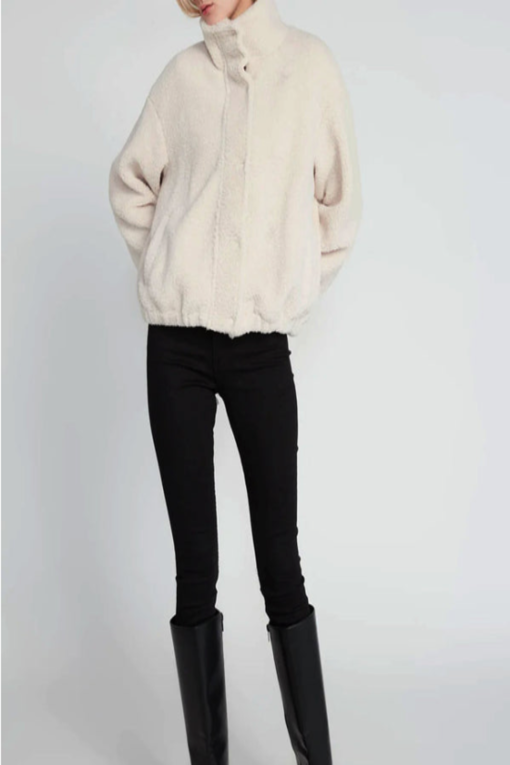 Faux Shearling Cropped Jacket
