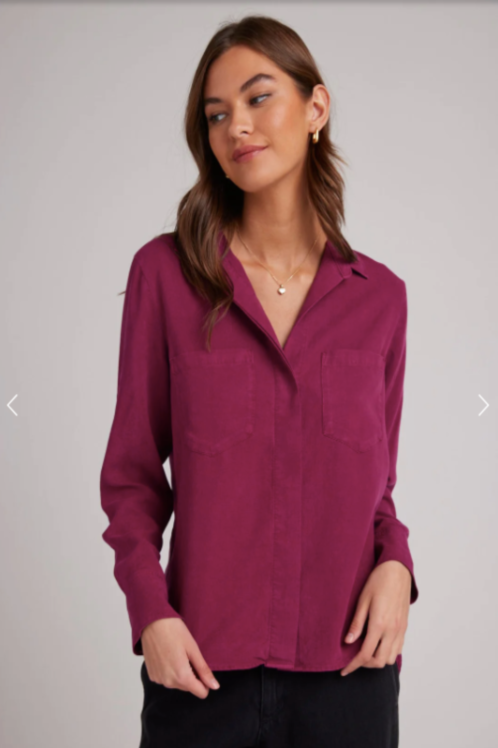 Split Back Button Down Dark Magenta