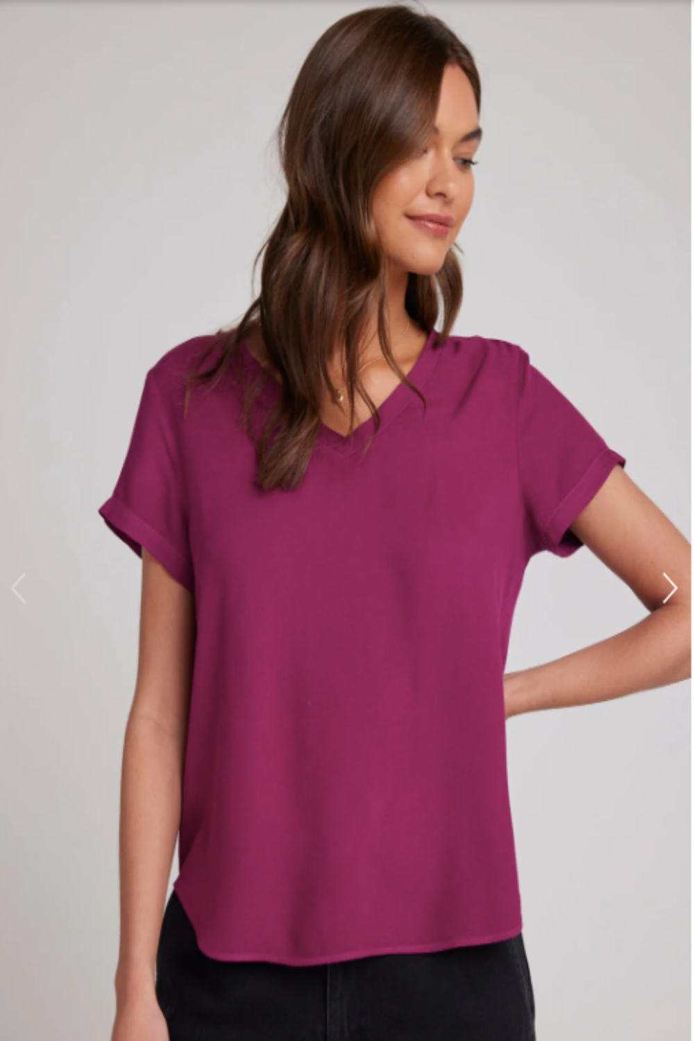 V-Neck Tee in Dark Magenta