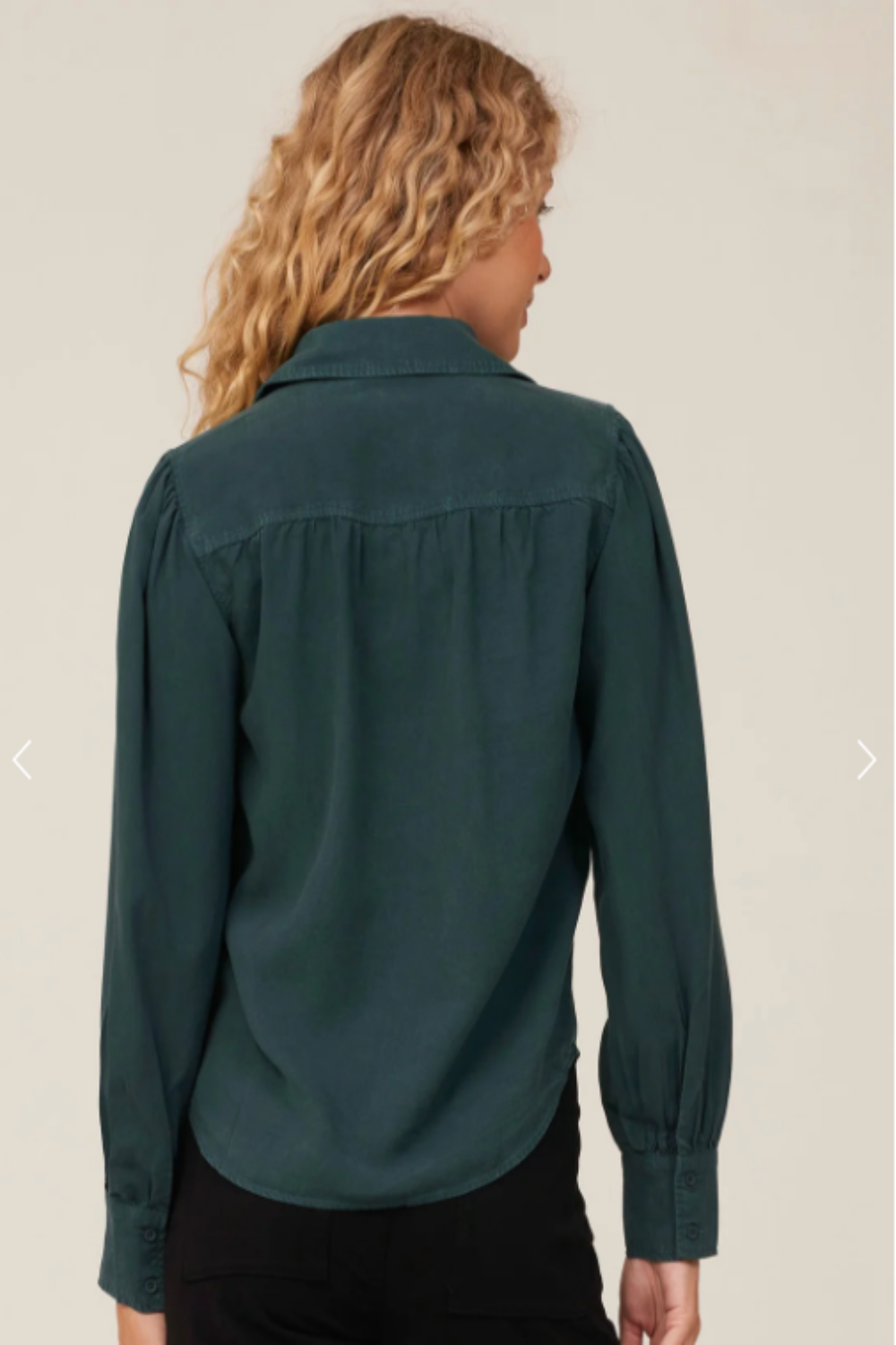 Pin Tucked Button Down Jade Night