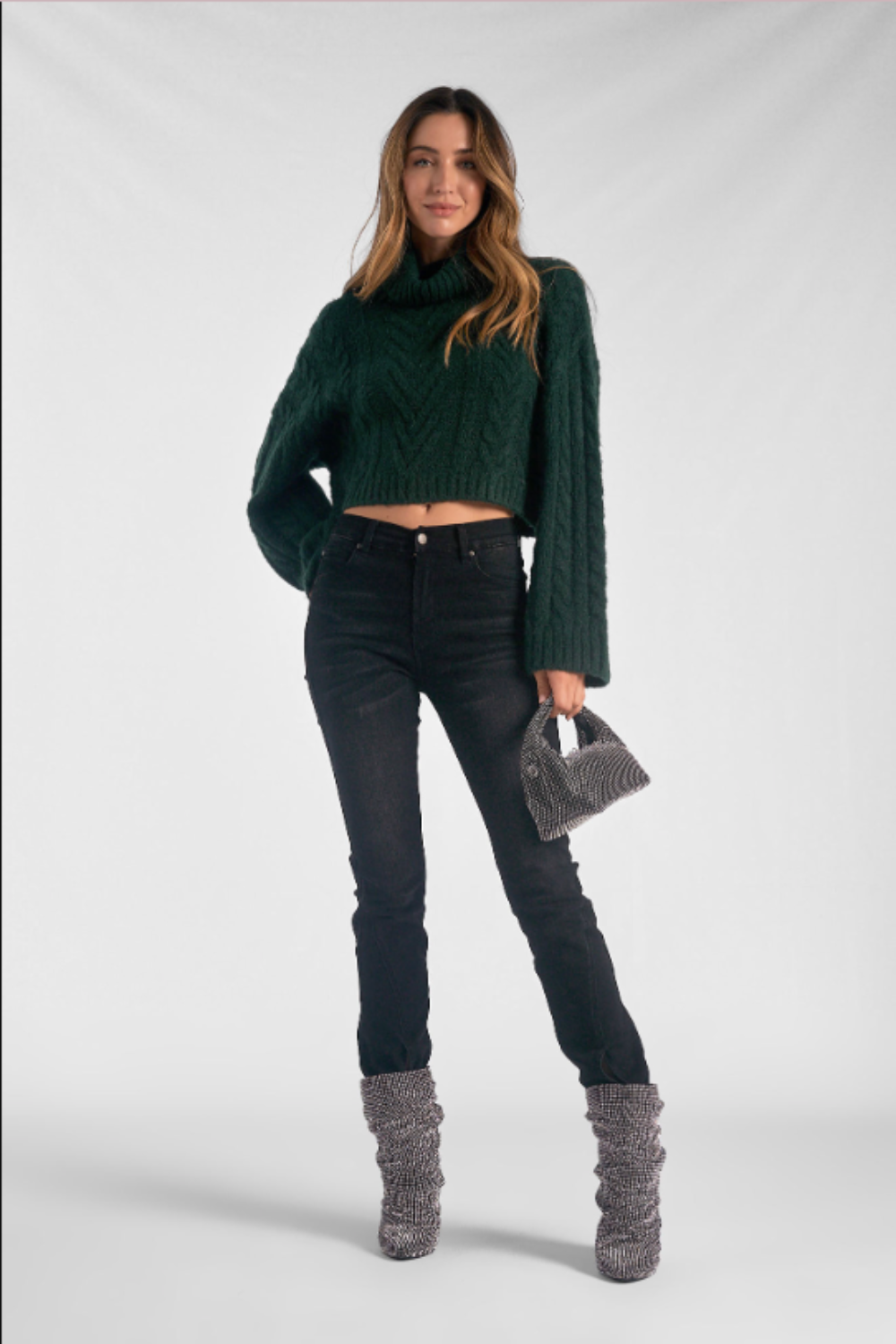 Bell Sleeve Turtleneck Crop Sweater