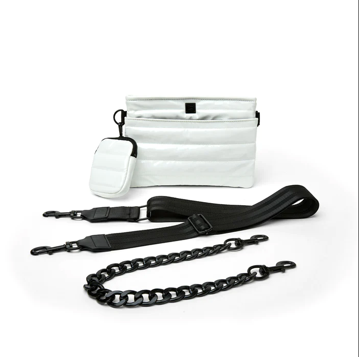 Downtown Crossbody in White Patent