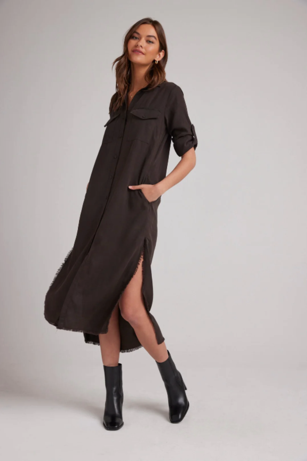 Maxi Dress Shirt in Quartz Brown