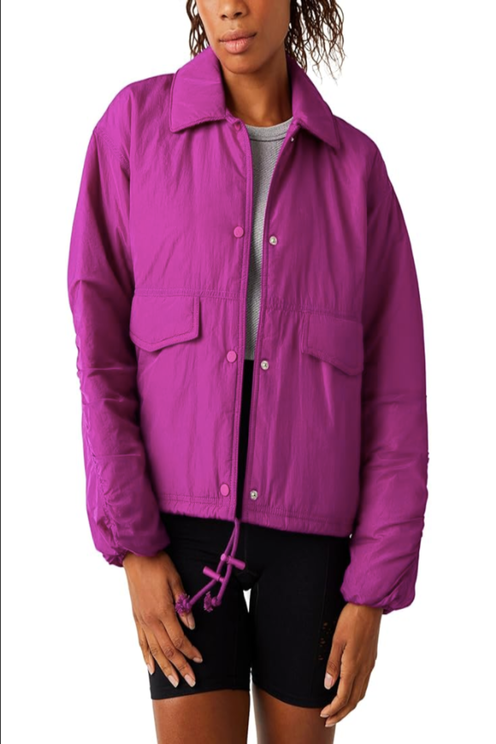 Off The Bleachers Coaches Jacket in Vivid Violet