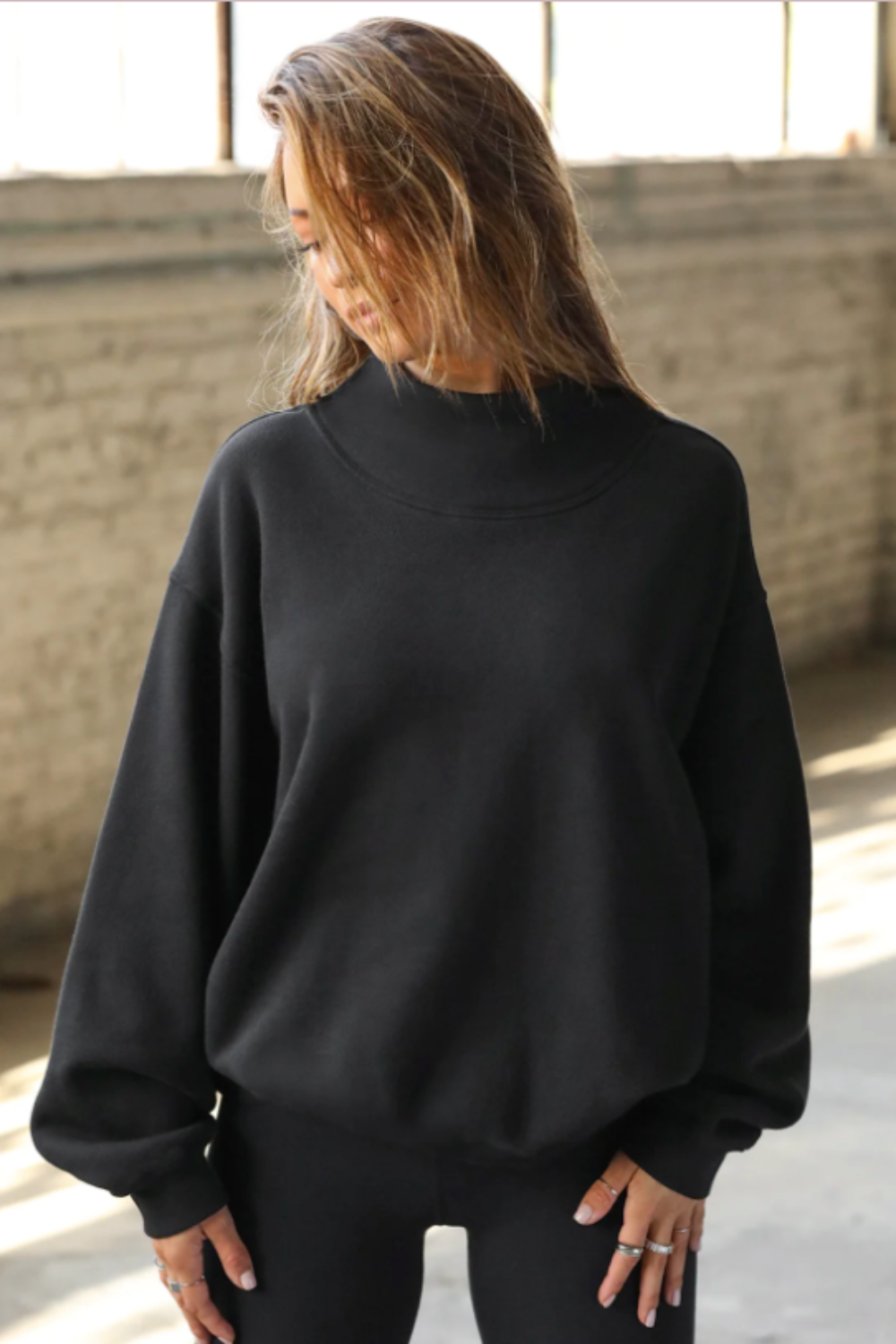 Turtleneck Sweatshirt Black Terry