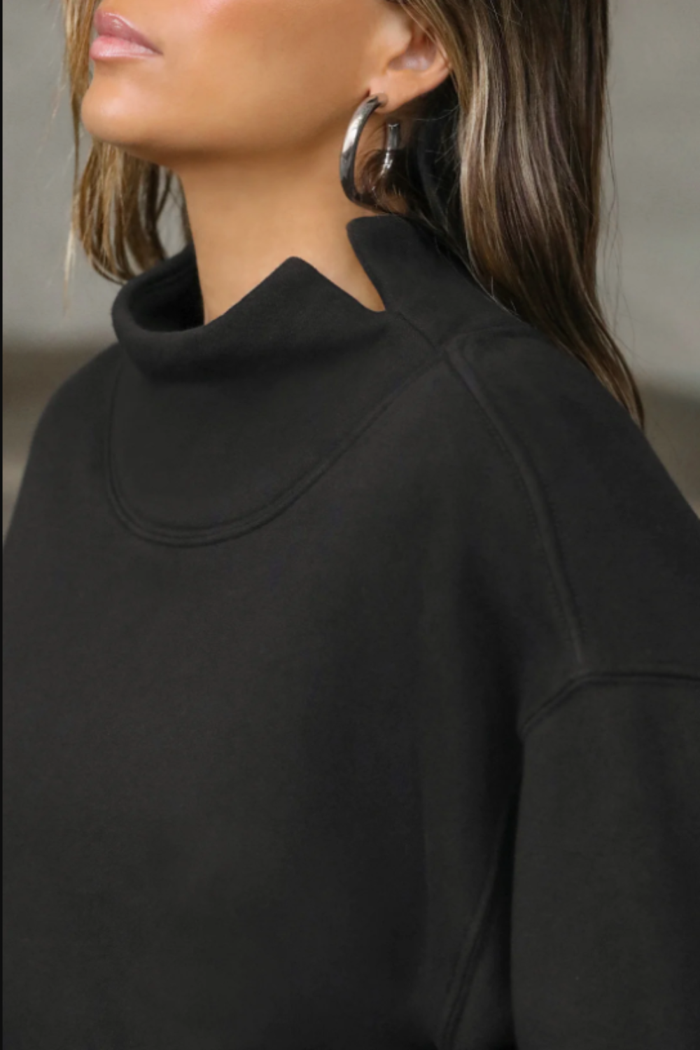 Turtleneck Sweatshirt Black Terry