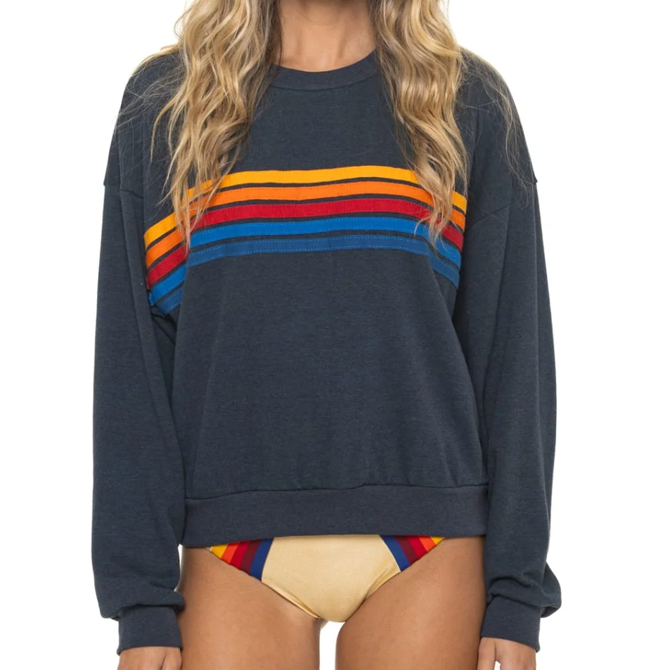 5 Stripe-crew Sweatshirt Charcoal