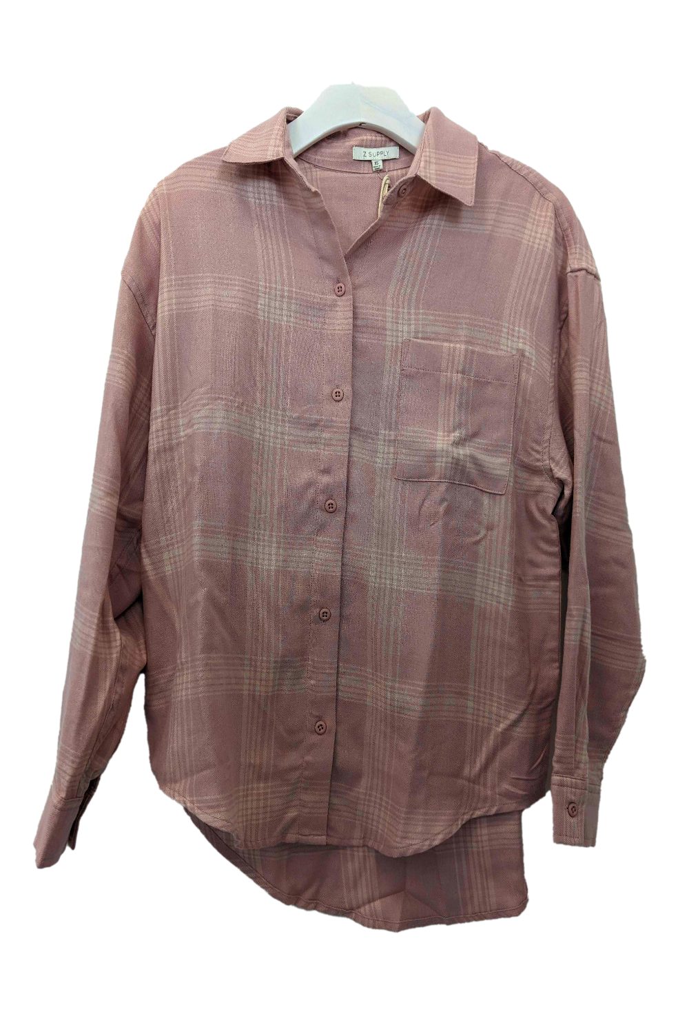 River Plaid Button Up in Smoked Rose