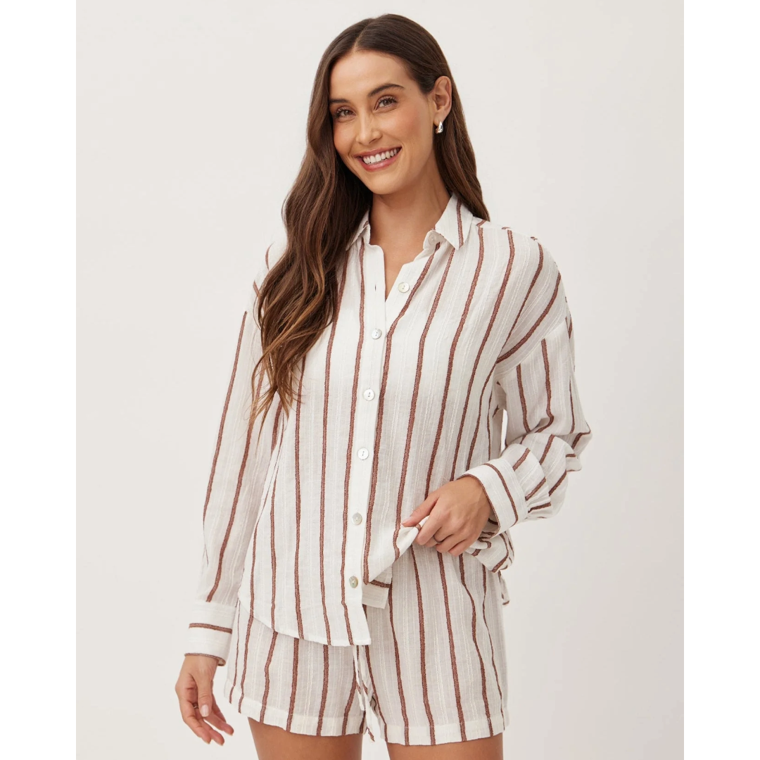 Oversize Clean Shirt in Sienna Stripe