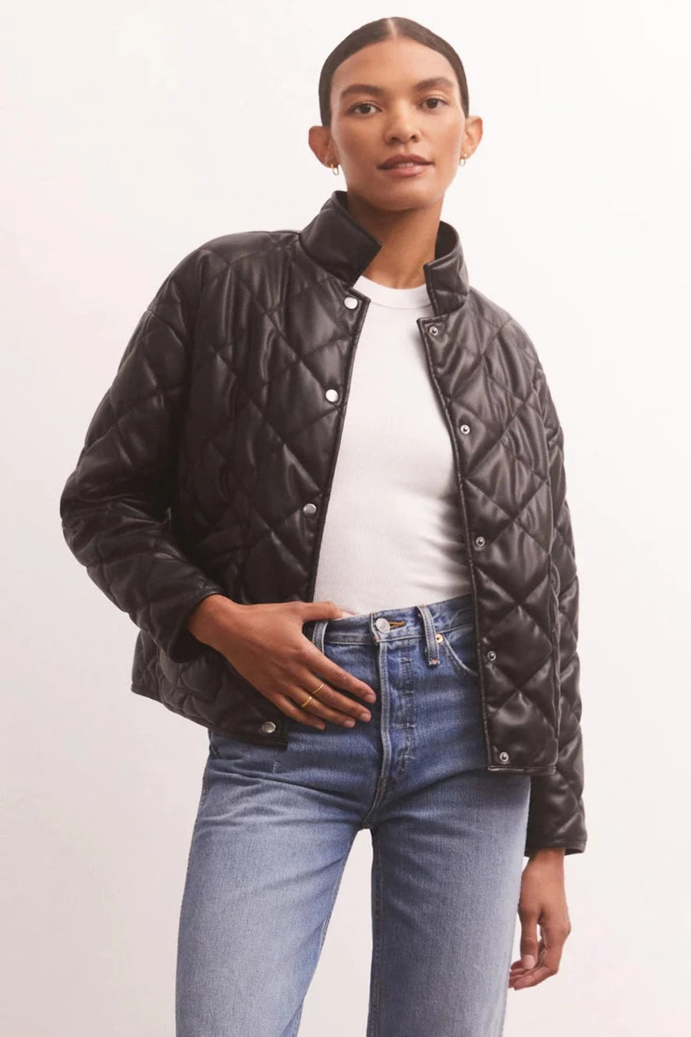 Heritage Faux Leather Jacket in Black