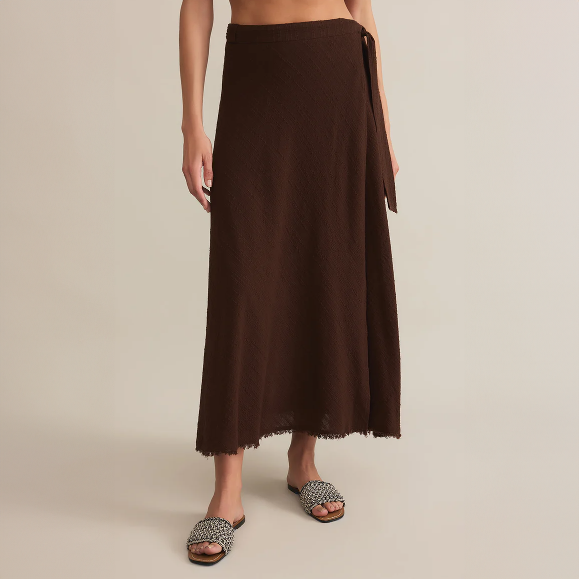 Salerno Wrap Midi Skirt in Lava Rock