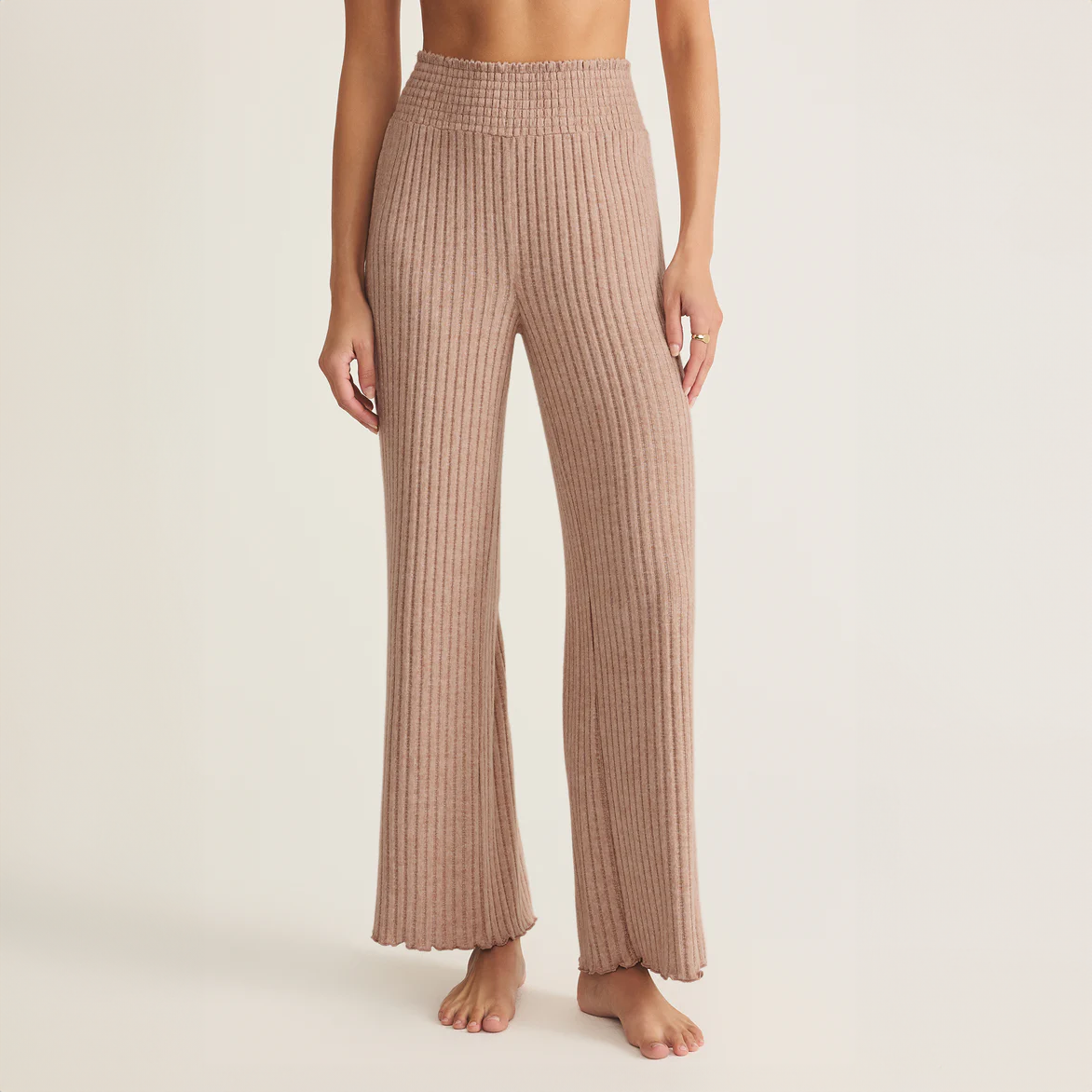 Dawn Smocked Rib Pant Iced Coffee