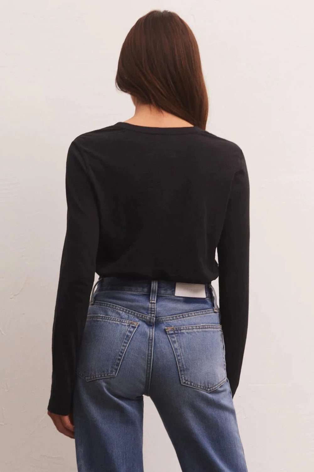 Long Sleeve Modern Slub Tee in Black