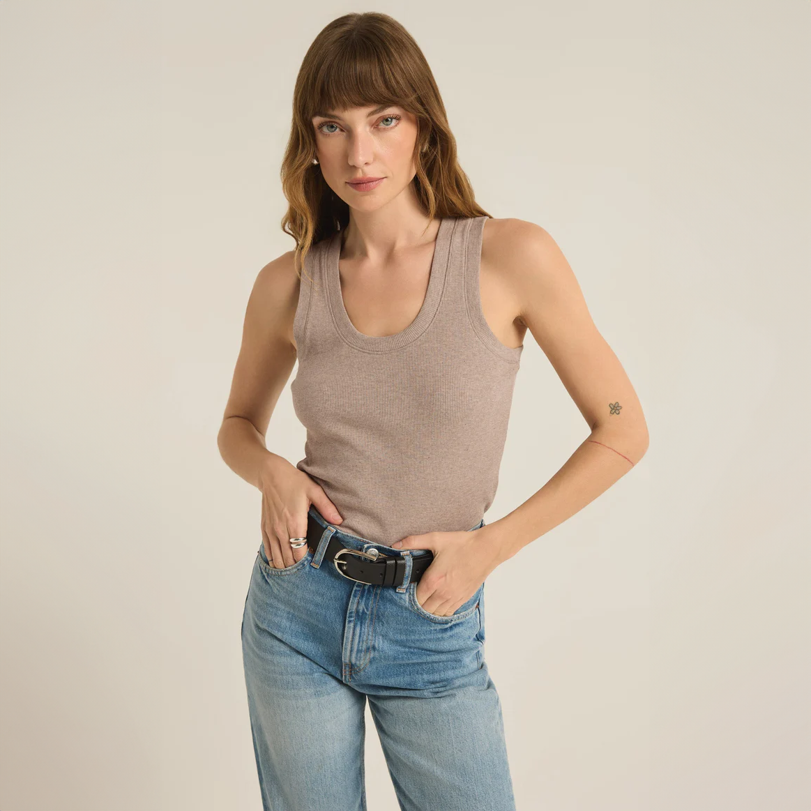 Sirena Rib Tank Heather Taupe
