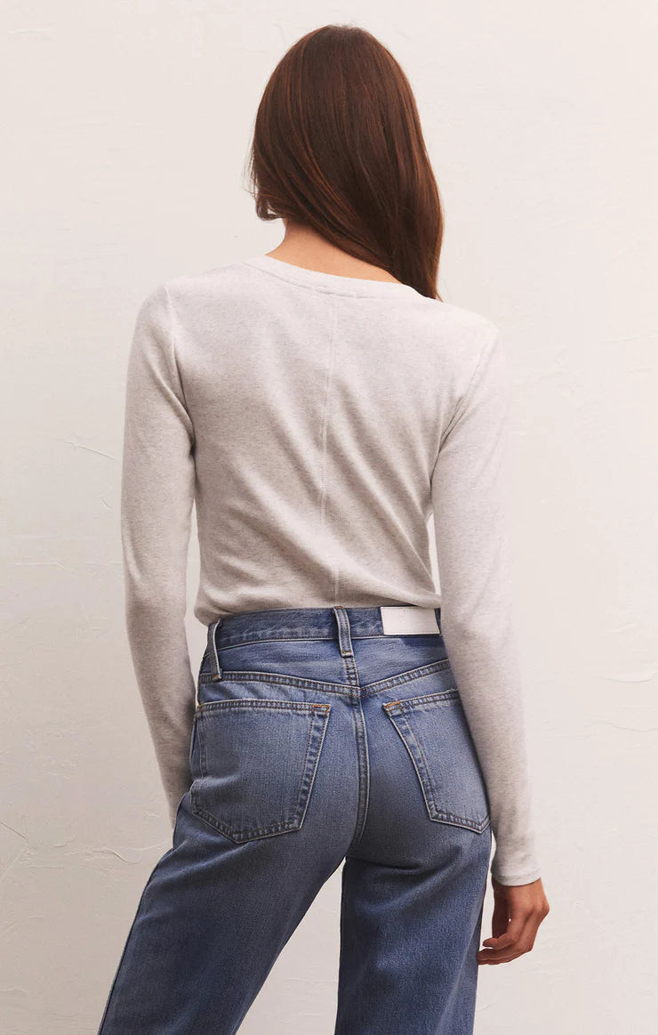 Sirena Rib Longsleeve Tee in Light Heather Grey