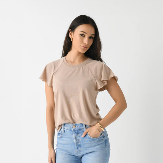 Abby Flutter Tee in Ice Coffee