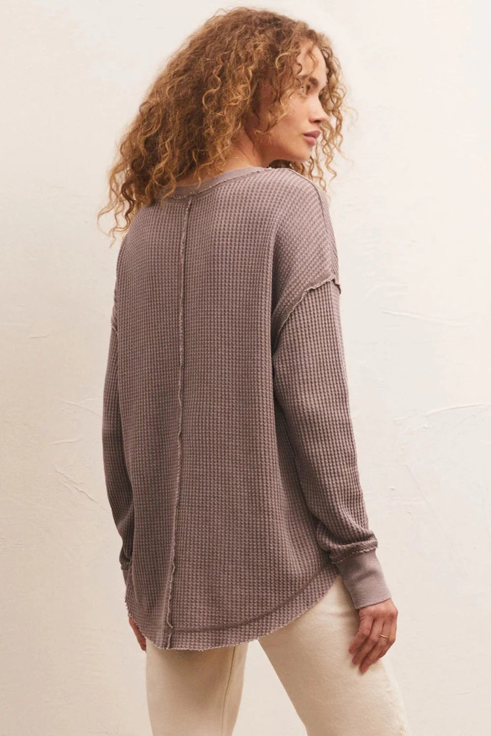 Driftwood Thermal Long Sleeve Top in Milk Shake