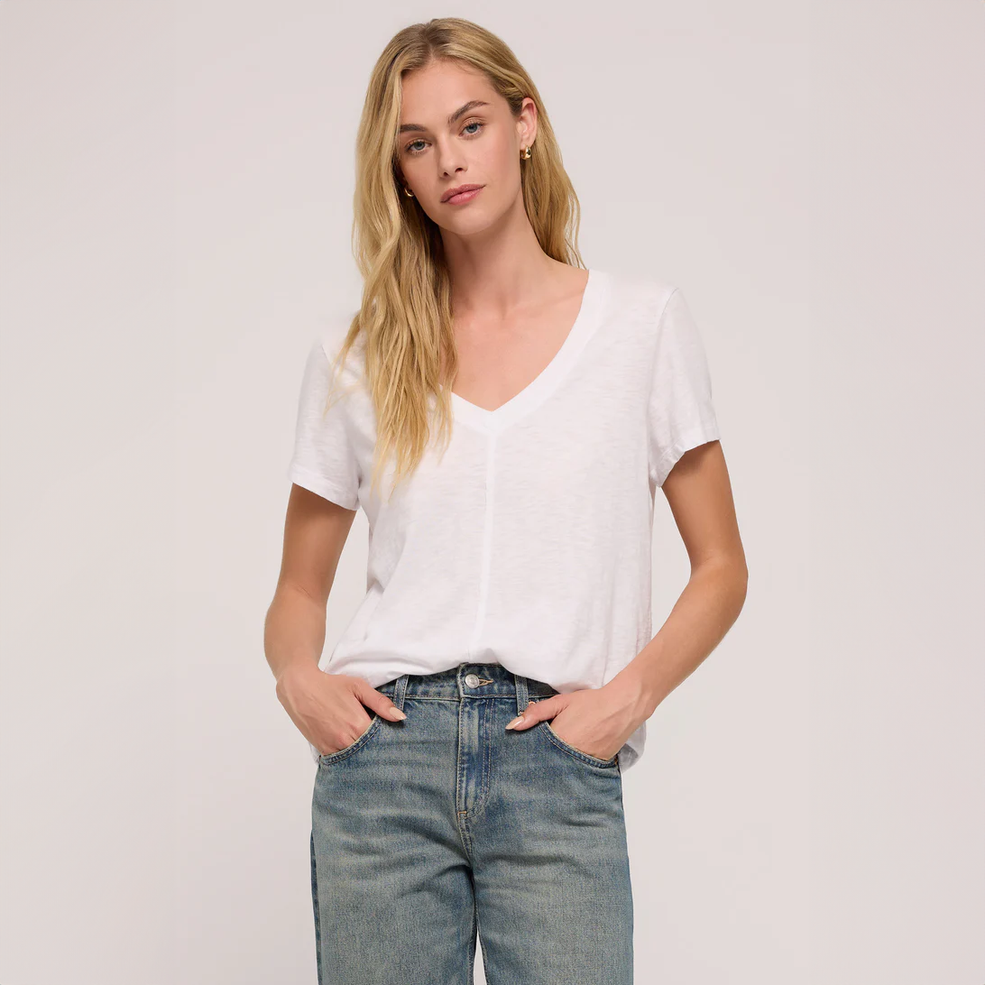Asher V-neck Tee White