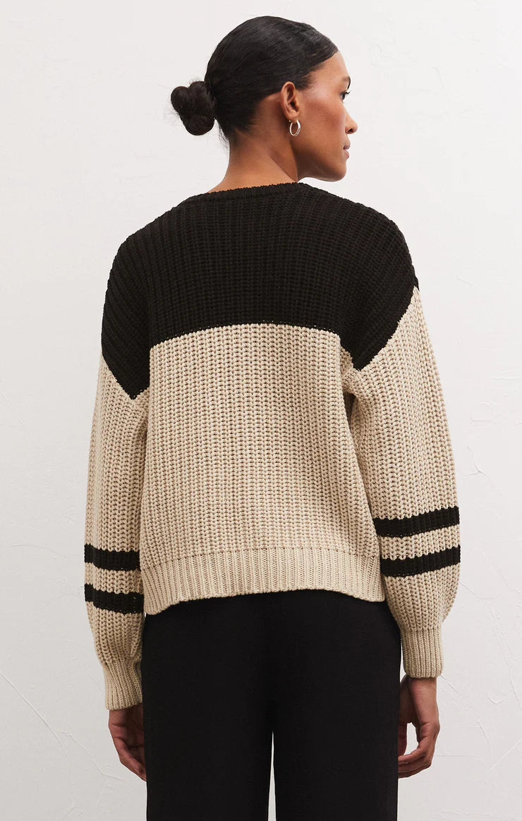 Lyndon Color Block Sweater in Oat