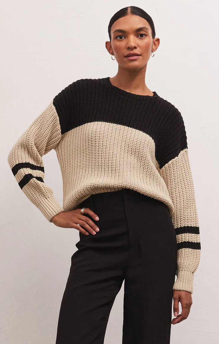 Lyndon Color Block Sweater in Oat