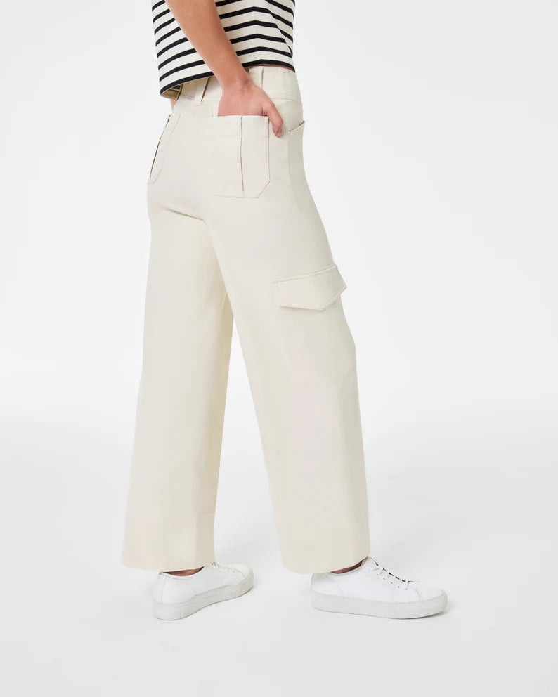 Stretch Twill Cropped Trouser in Eggshell