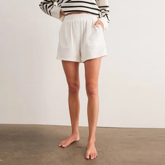 Aubrey Side Zipper Shorts in White