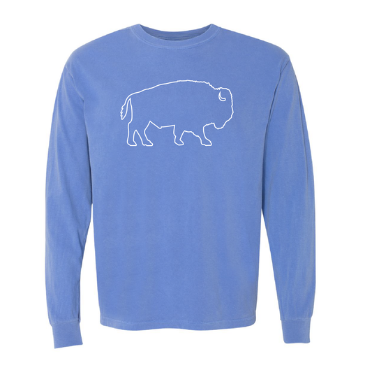 Outline Buffalo long sleeve Tee in Flo Blue