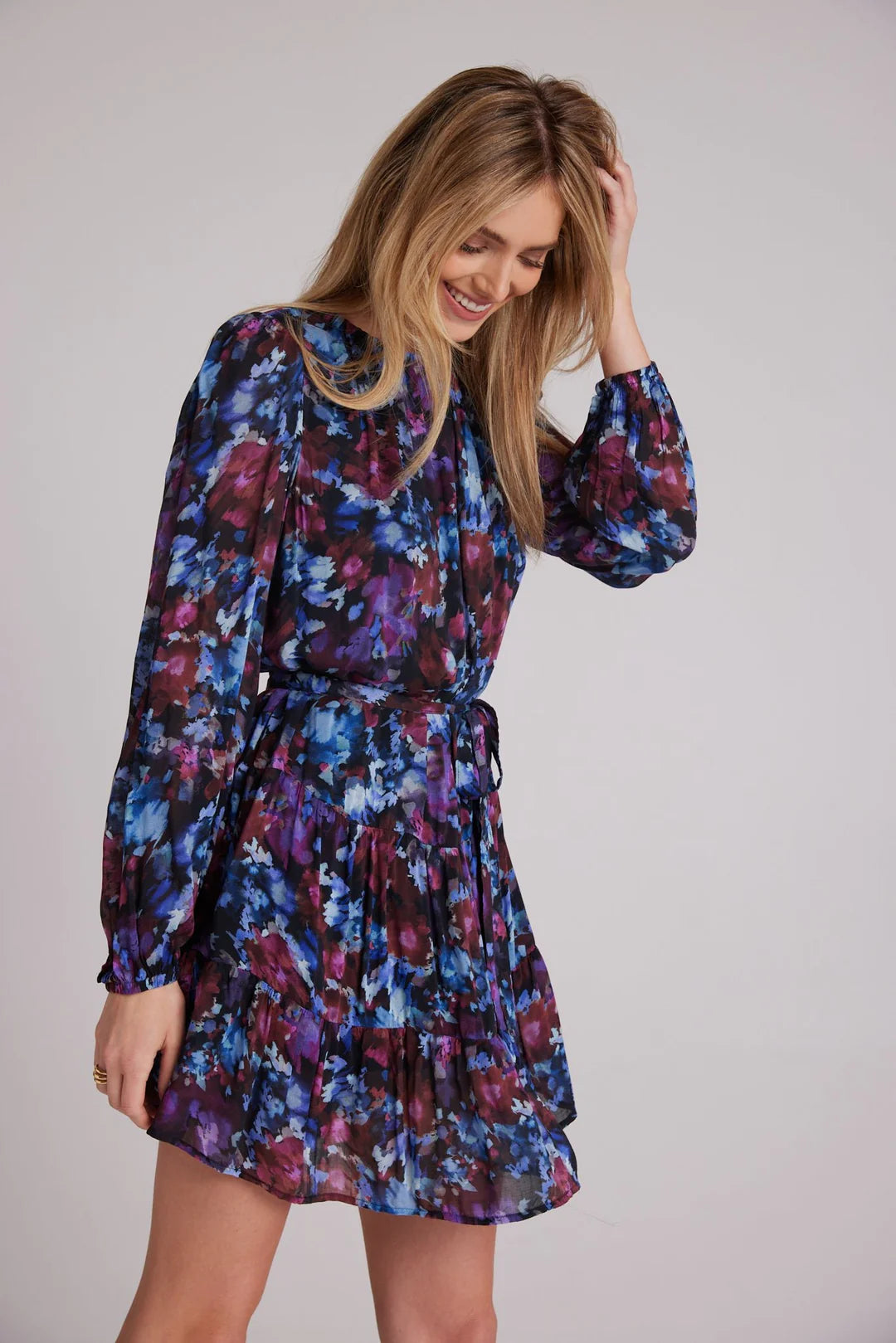 Tiered Mini Dress in Midnight