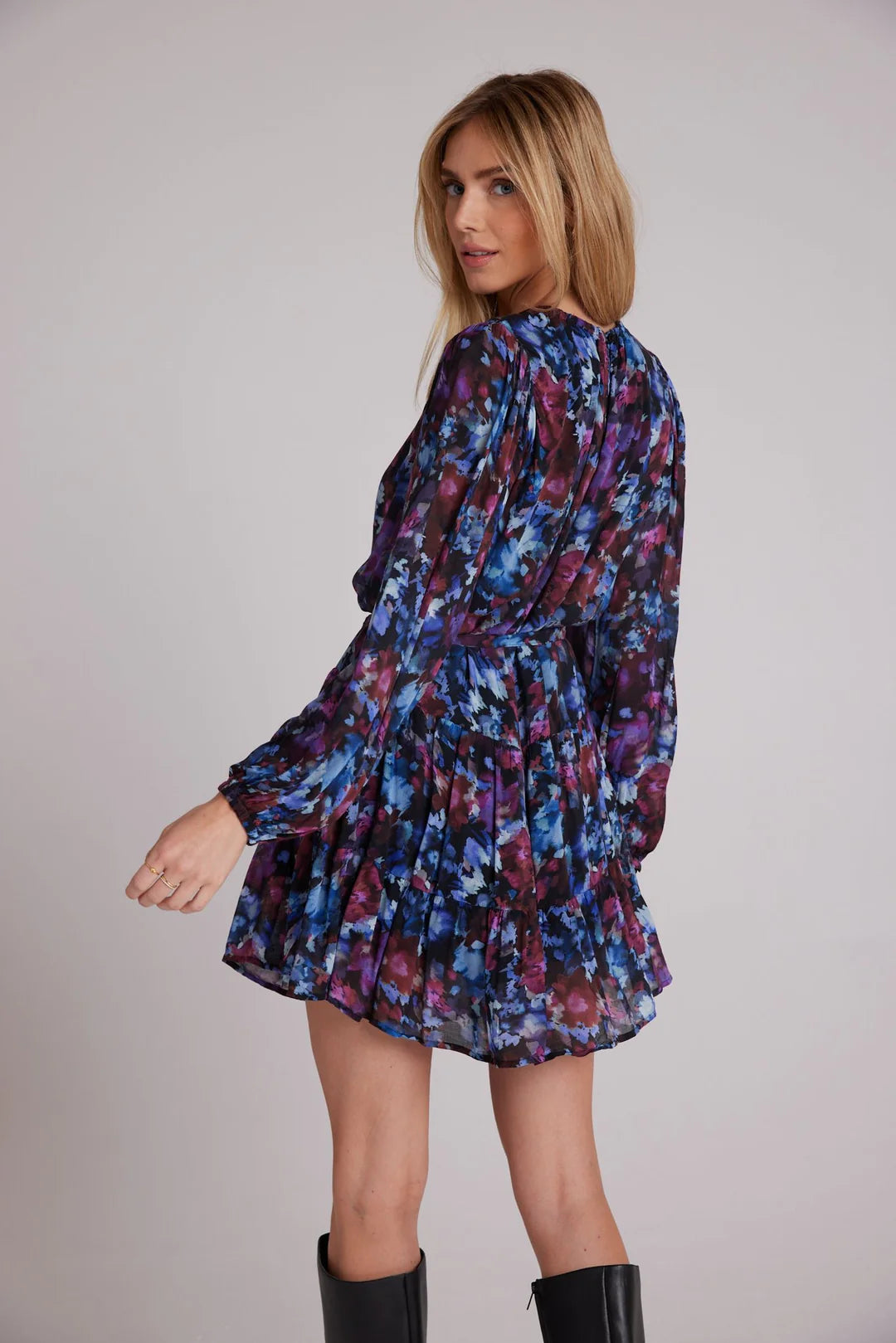 Tiered Mini Dress in Midnight